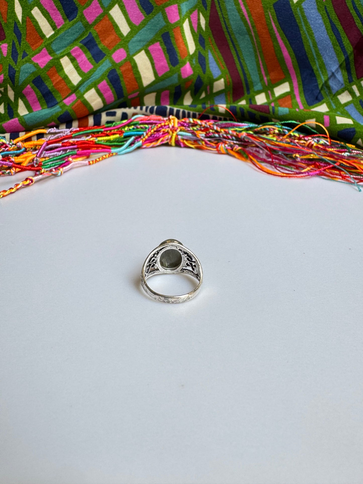 925 Silber Labradorit Ring Größe 13 - X82