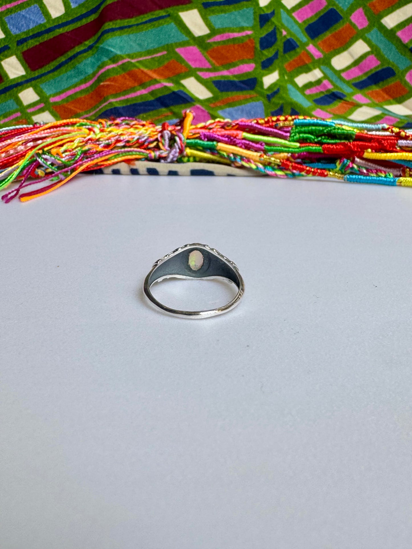 925 silver ring with white opal, size 19 - G34