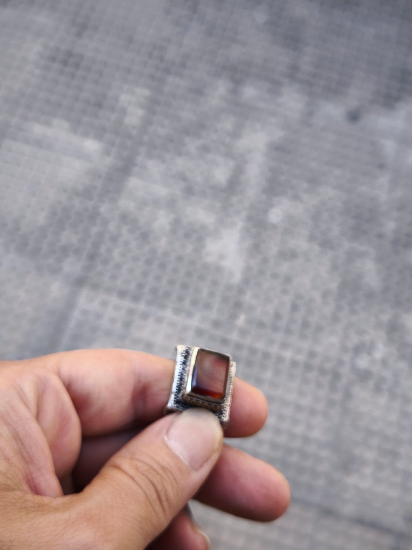 Anello antico pietra agata vintage misura 17 Salyha