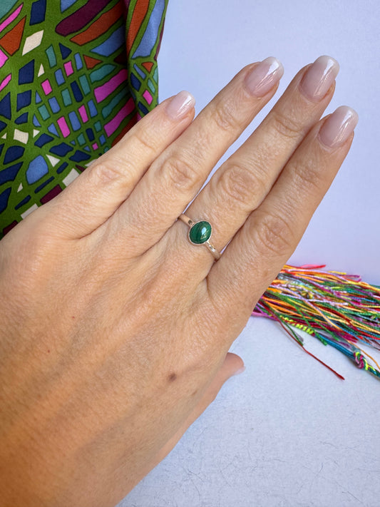 Anello argento 925 malachite misura 16 - 18WE