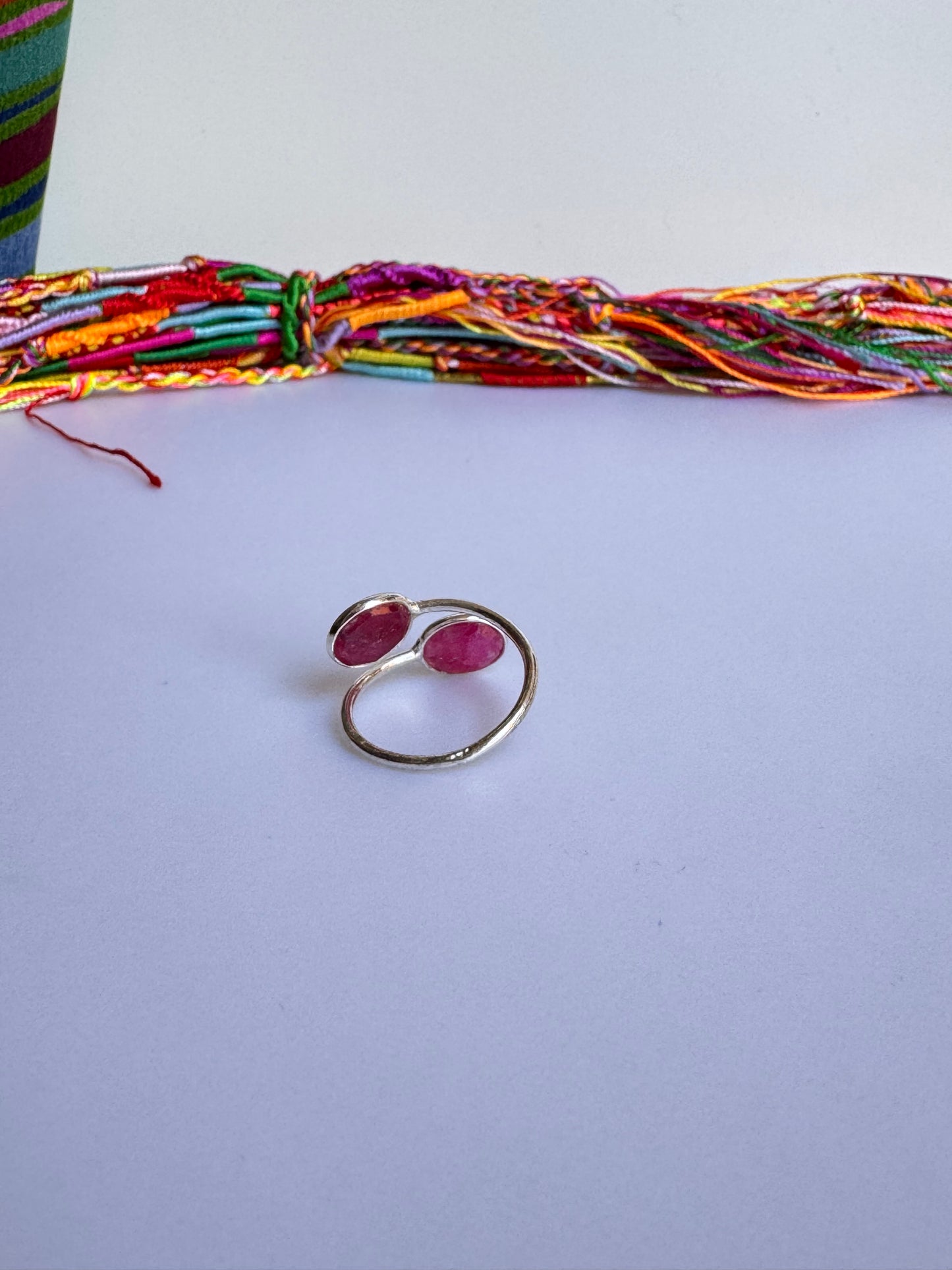 Anello argento 925 radice di rubino regolabile da misura 16 M5