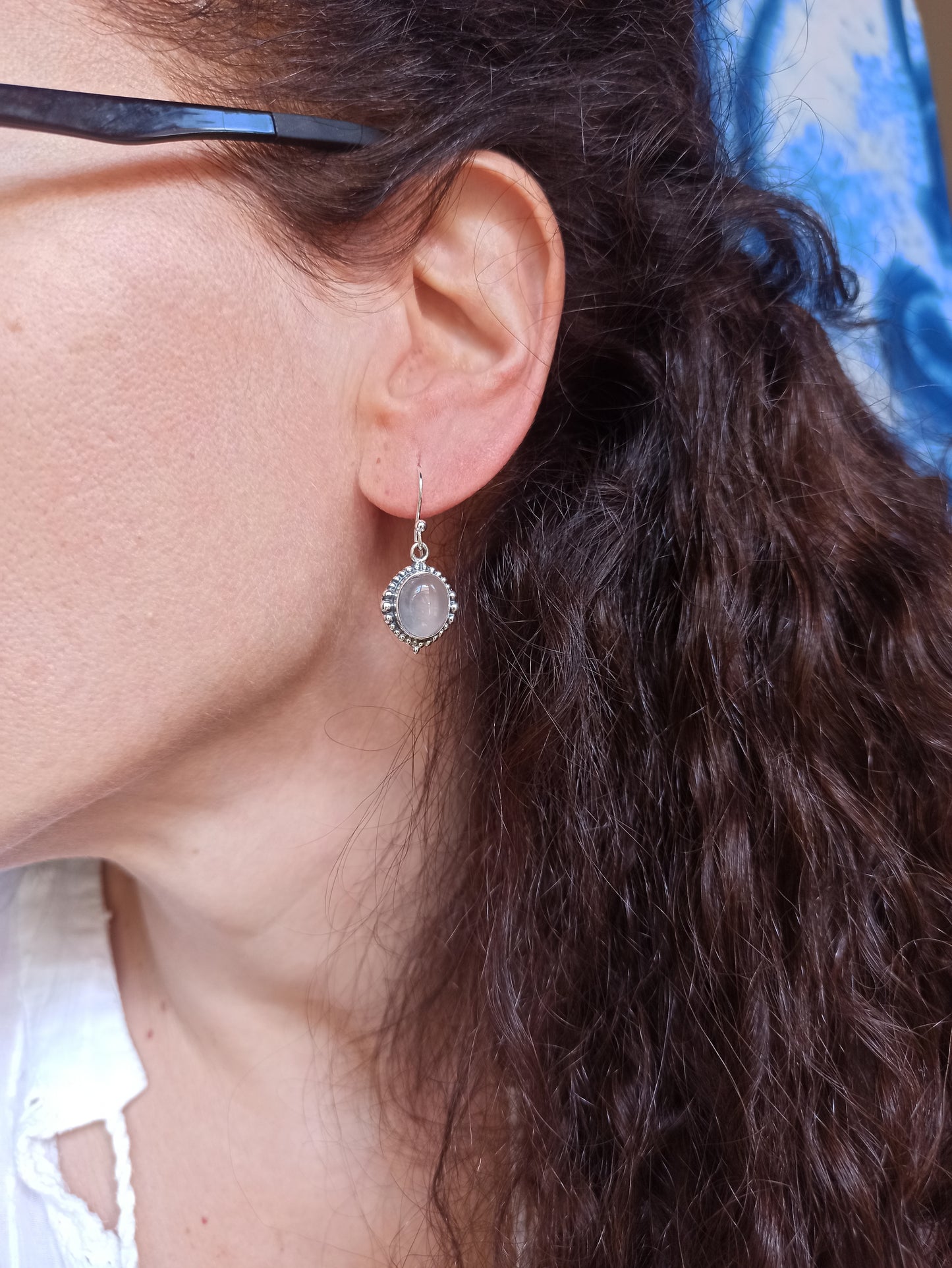 Rose quartz 925 silver earrings