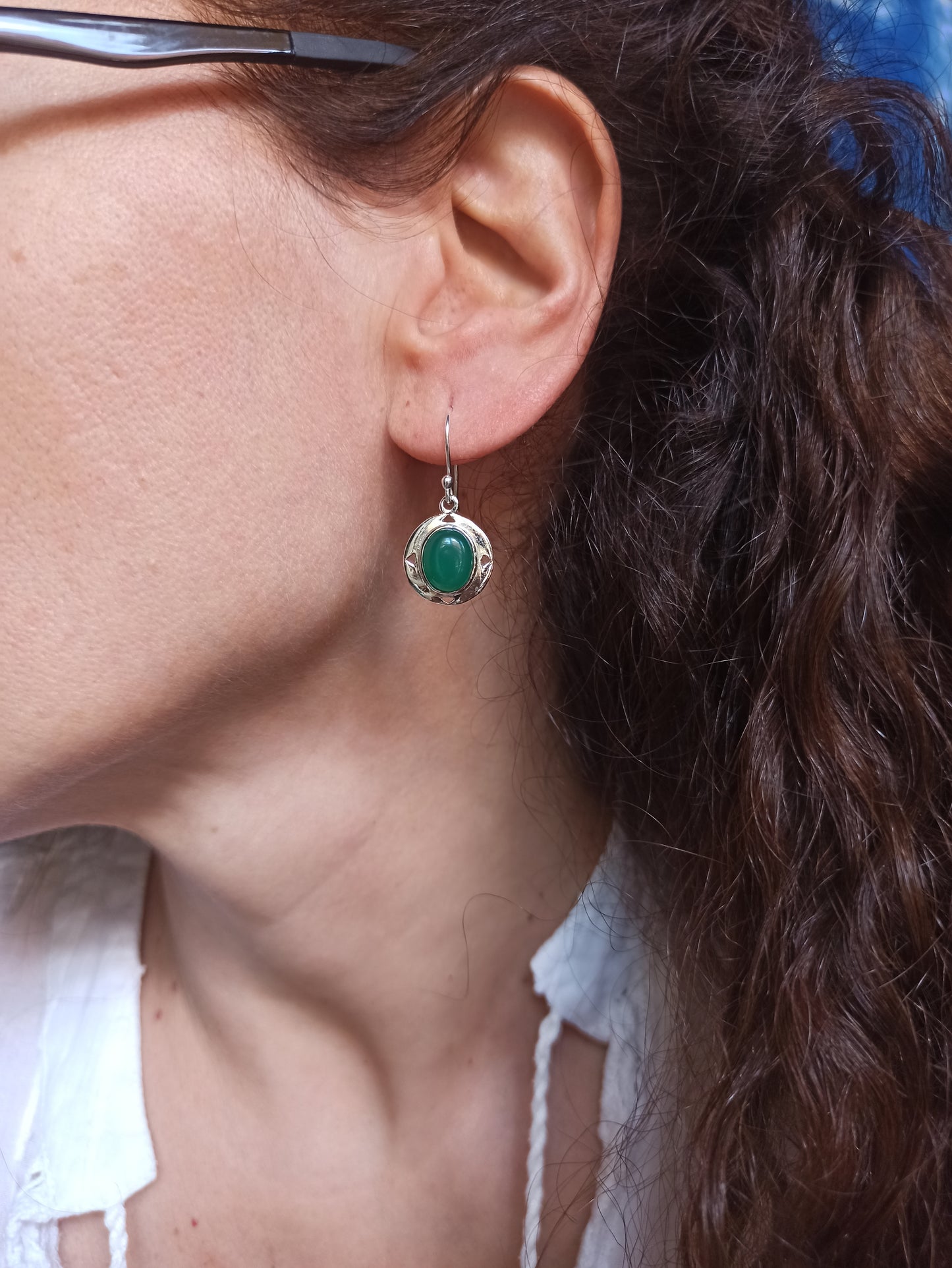 Green onyx 925 silver earrings