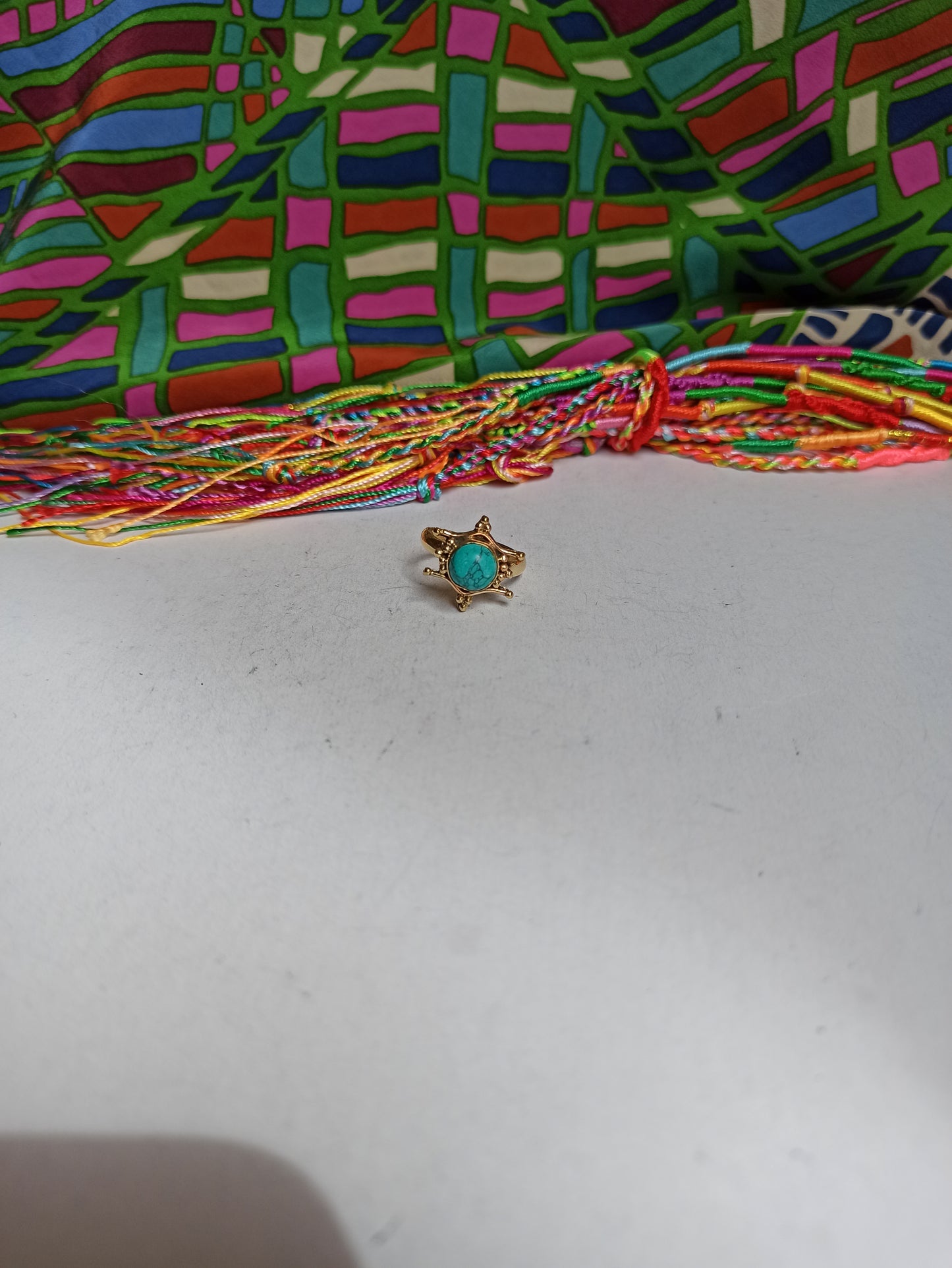 Türkis-goldener Boho-Ring