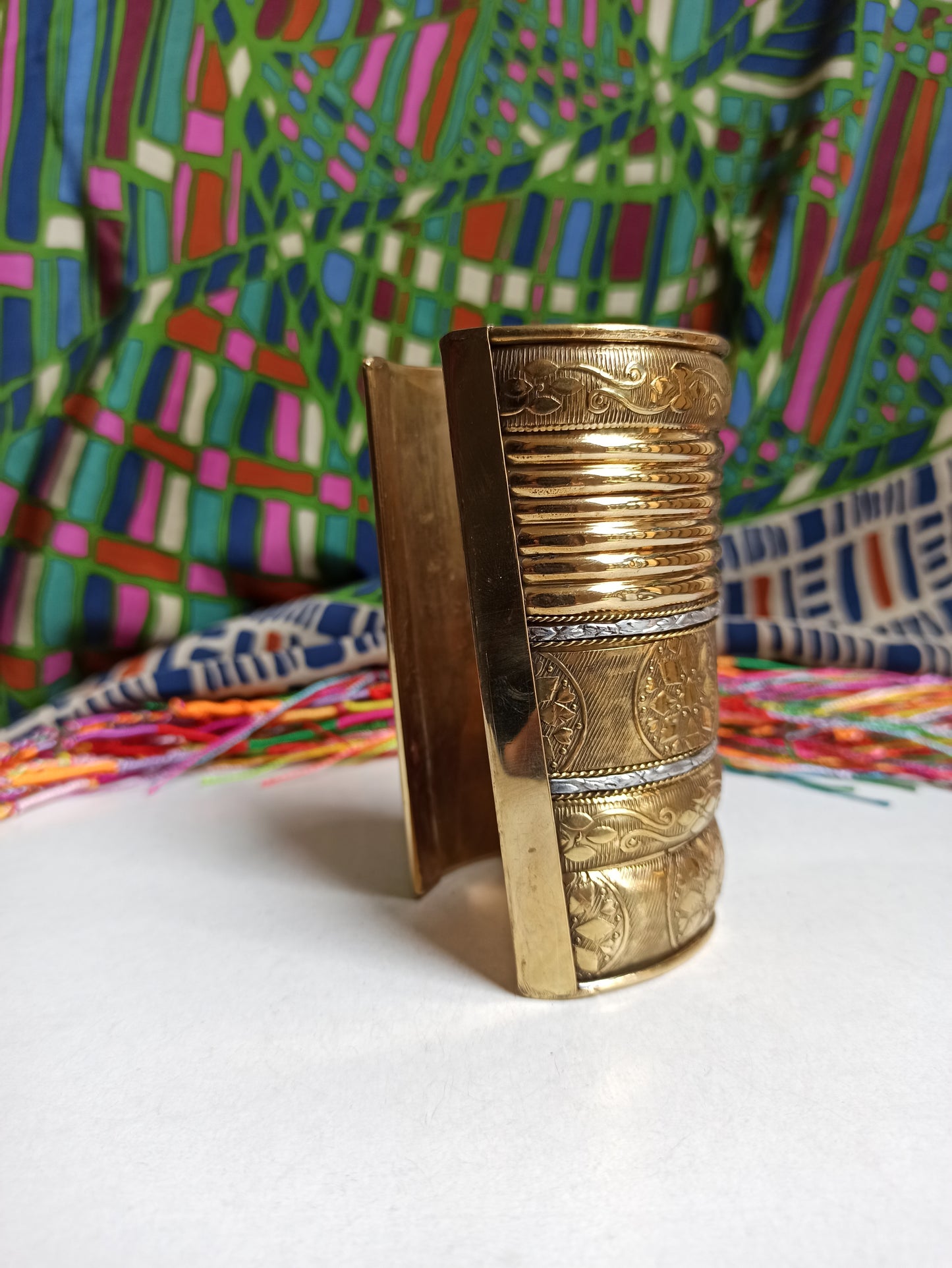 Bracciale bangle maxi dorato 5 altezze