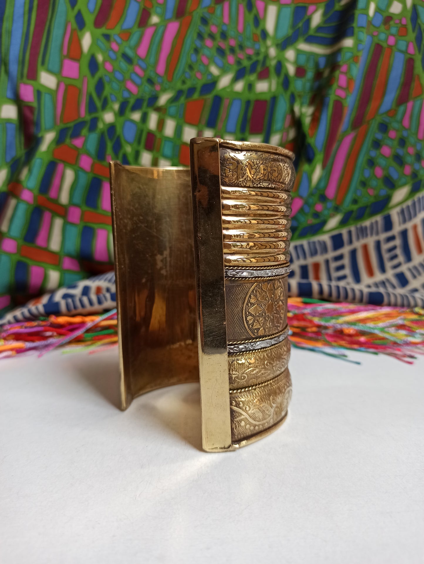 Bracciale bangle maxi dorato 5 altezze