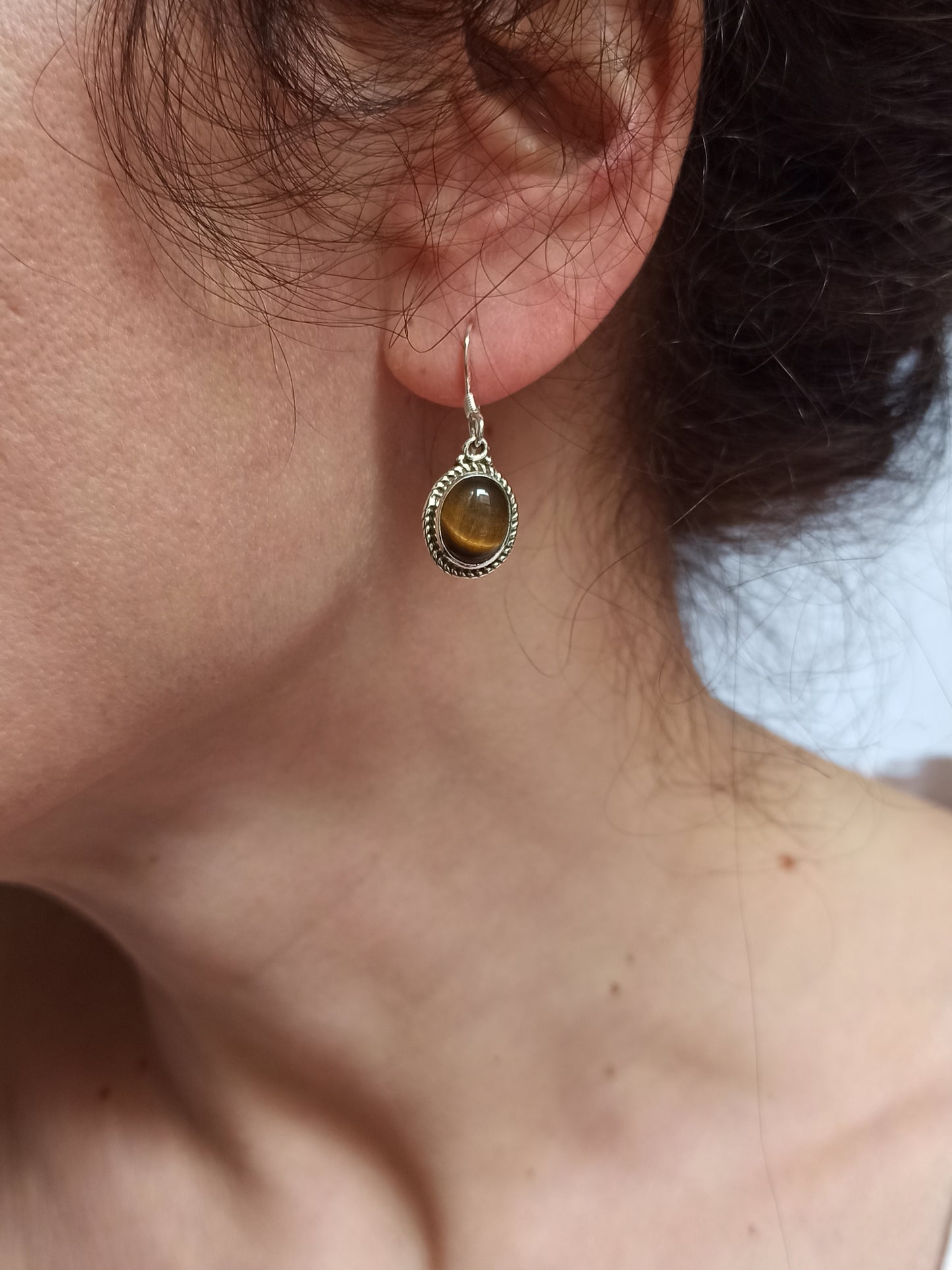 Orecchini argento925 occhio di tigre