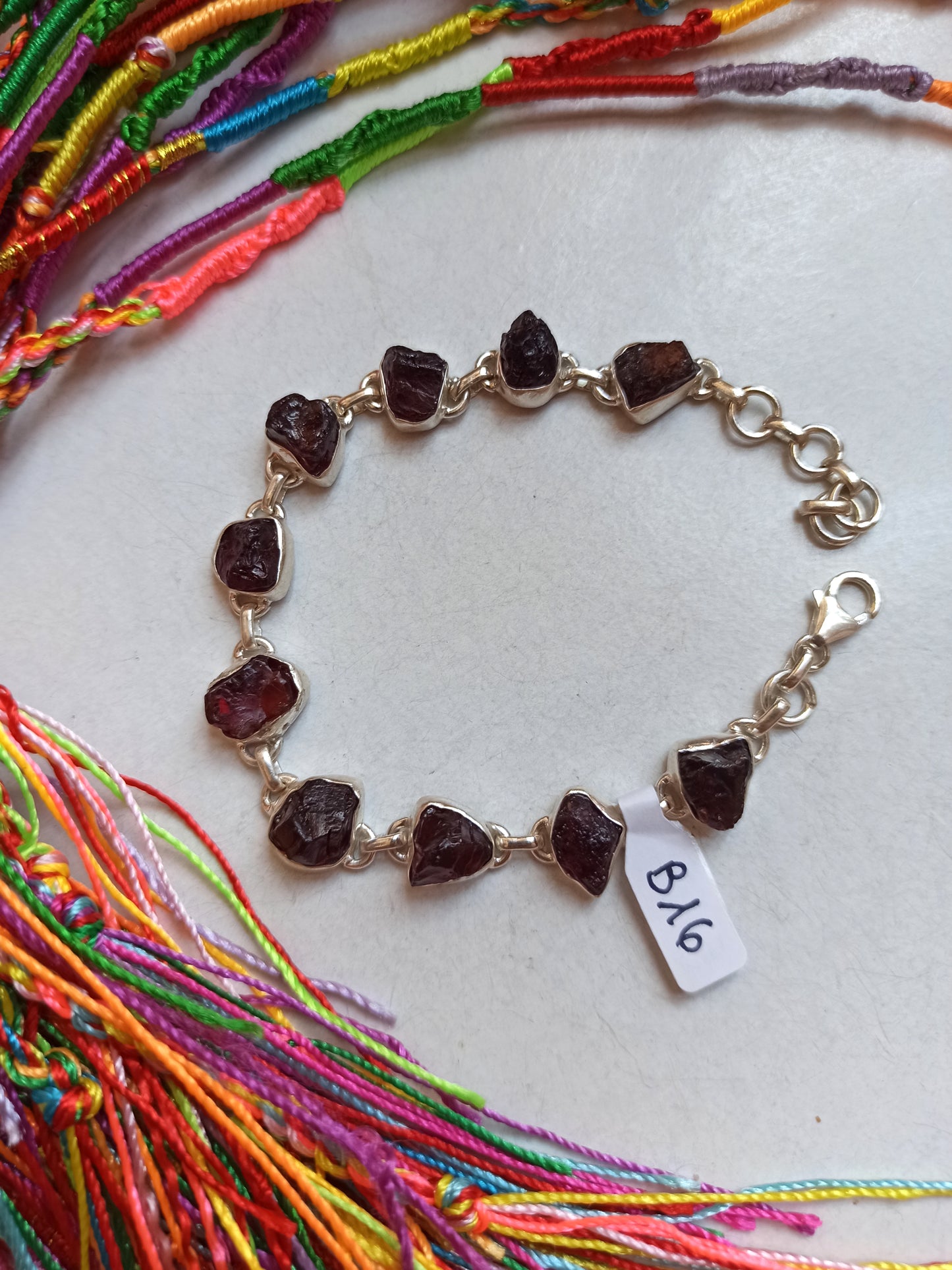 Bracciale argento925 granato grezzo B16