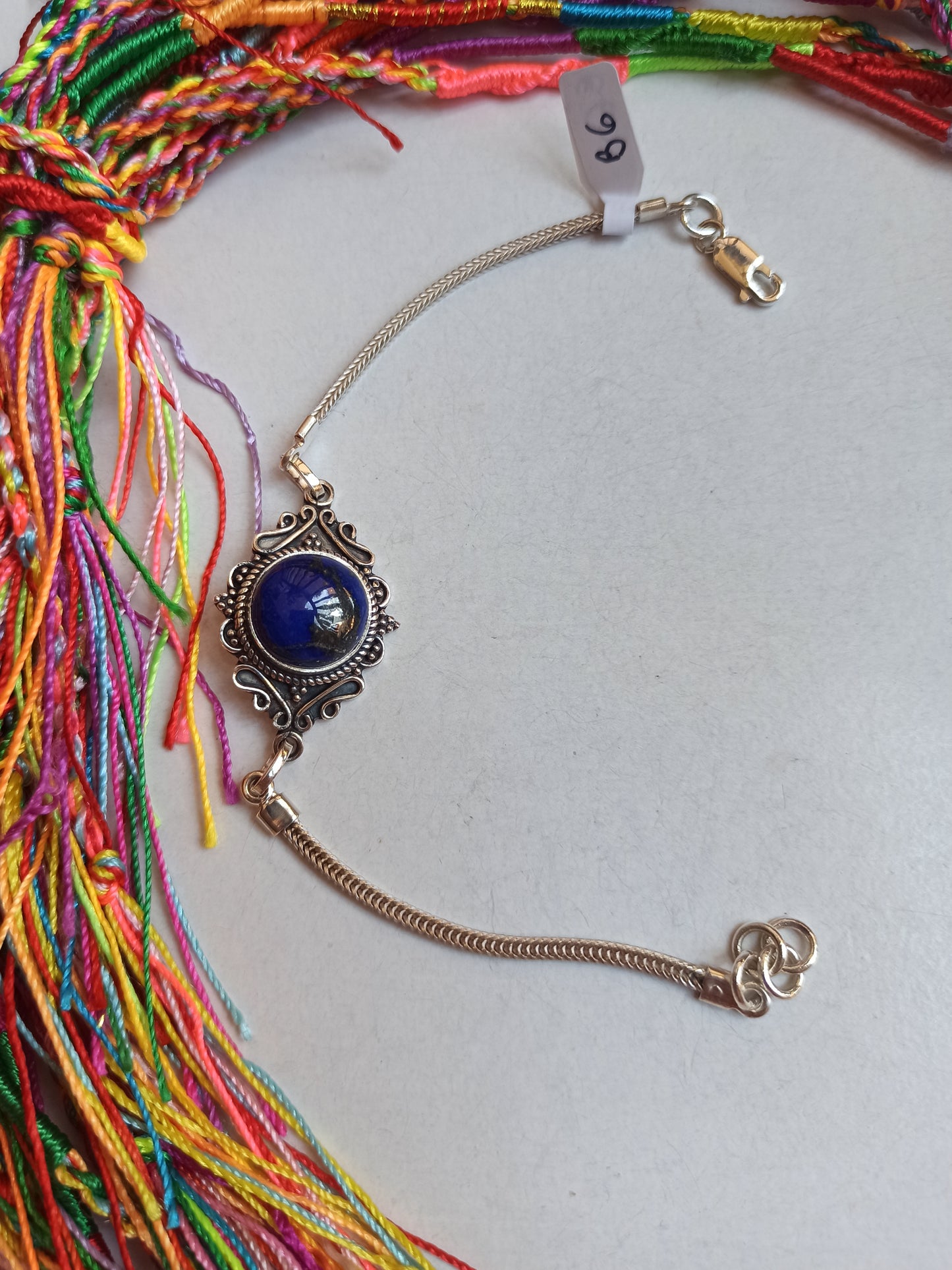 Armband aus 925er Lapislazuli B6-Silber