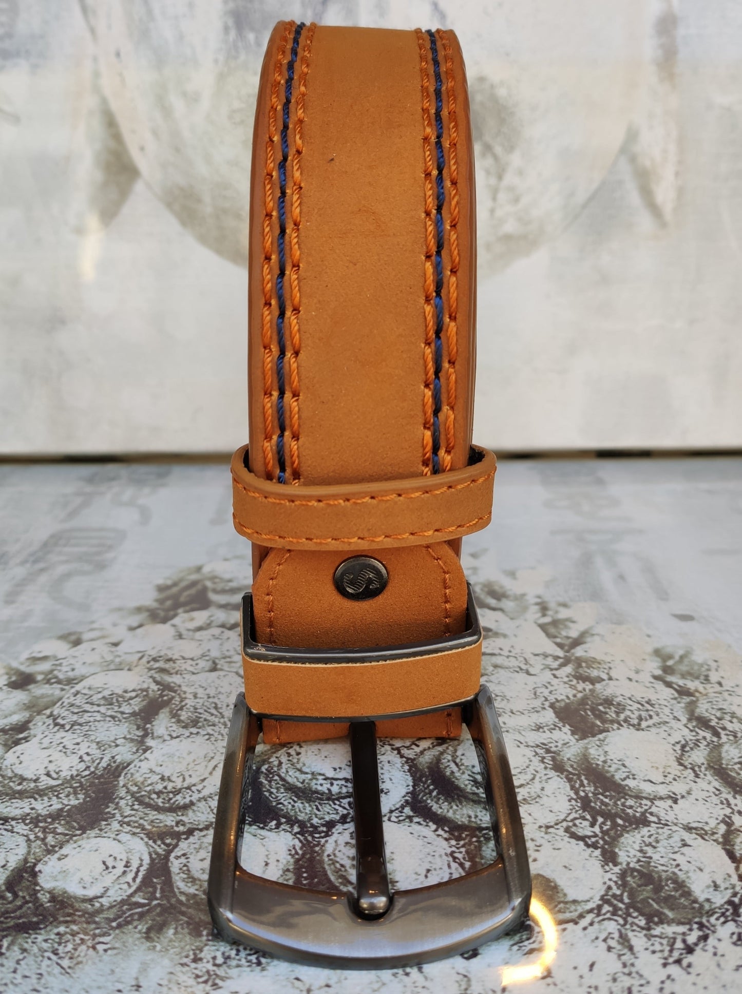 Cintura marrone senape pelle cuoio uomo belt real leather cm 130