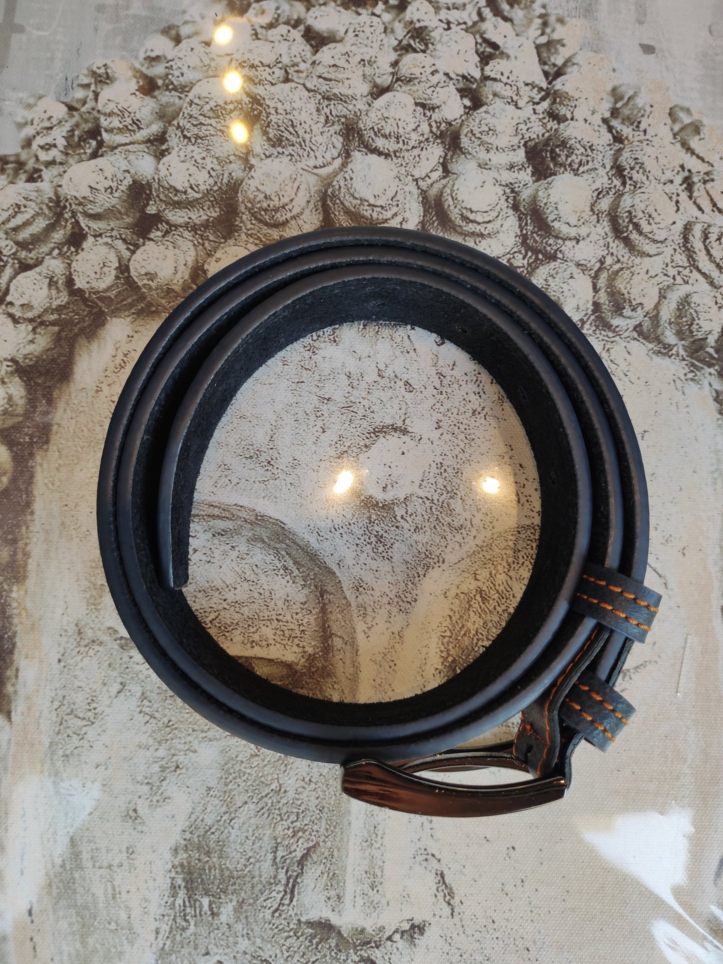 Blauer Ledergürtel für Herren, Gürtel aus echtem Leder, 130 cm