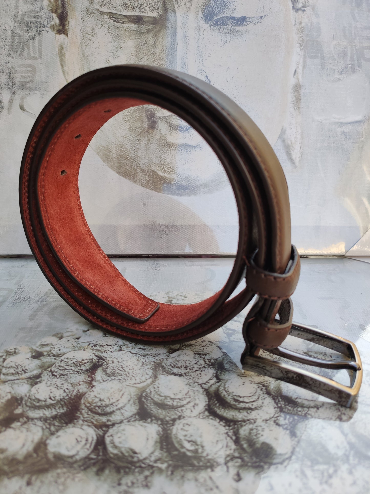 Brauner Herrengürtel aus echtem Leder, 130 cm