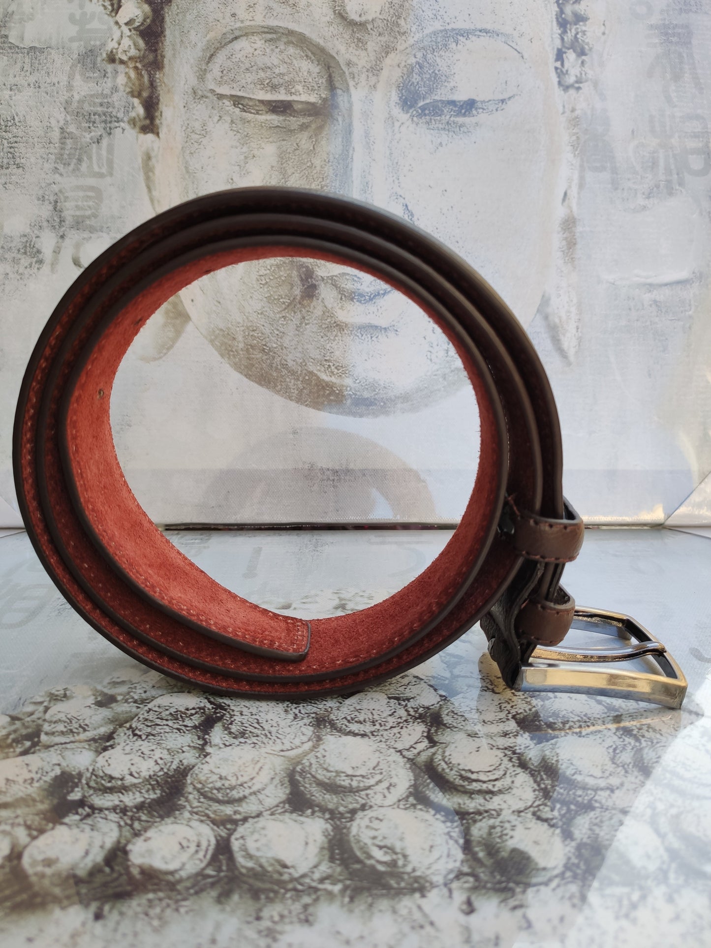 Brauner Herrengürtel aus echtem Leder, 130 cm