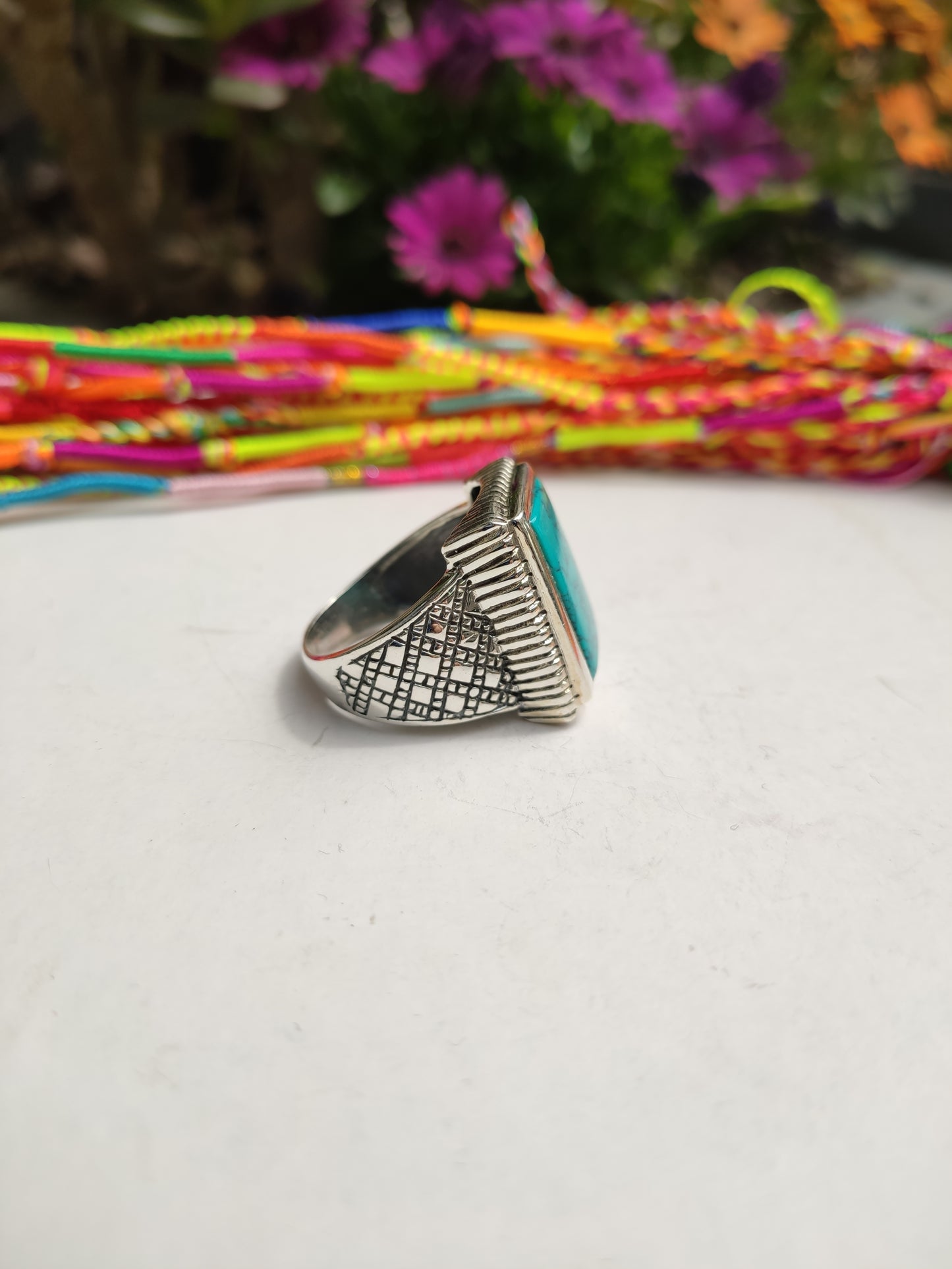 Anello Uomo argento 925 Howlite Turchese U32