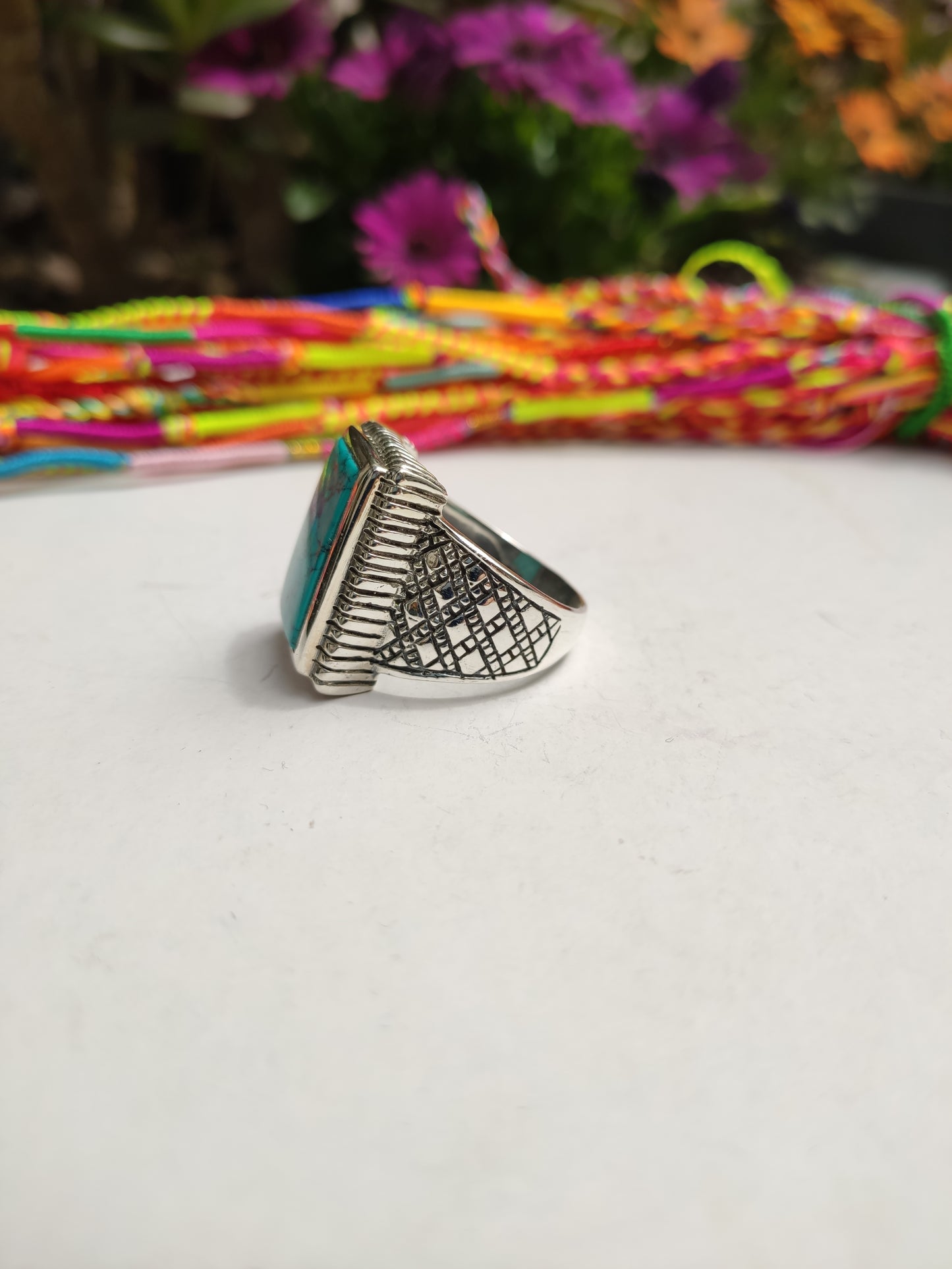 Anello Uomo argento 925 Howlite Turchese U32