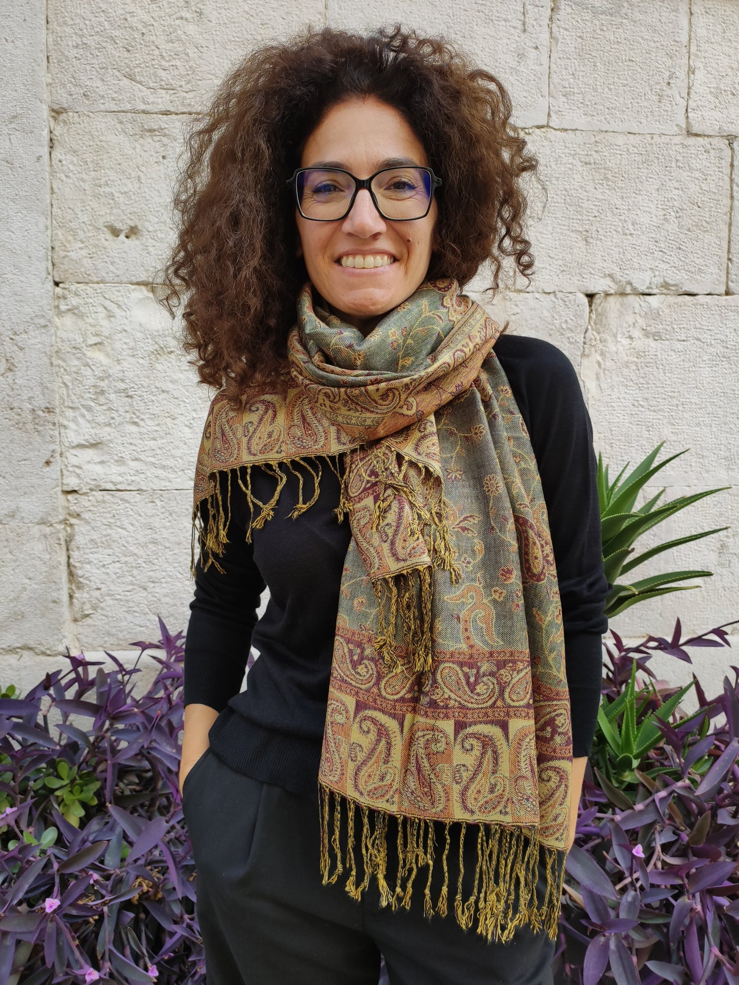 Pashmina Foulard Schal Seide 100 % Indien 195X75 60 cm