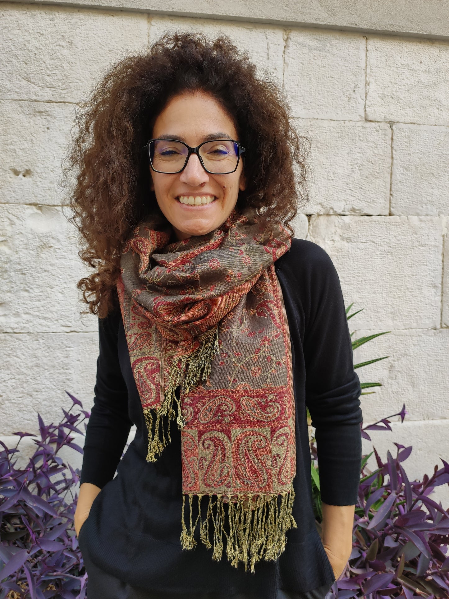 Pashmina Foulard Schal Seide 100 % Indien 195X75 60 cm