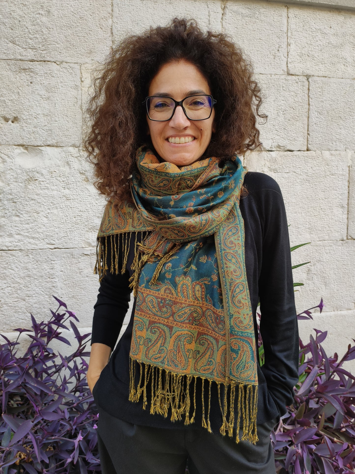 Pashmina Foulard Schal Seide 100 % Indien 195X75 60 cm