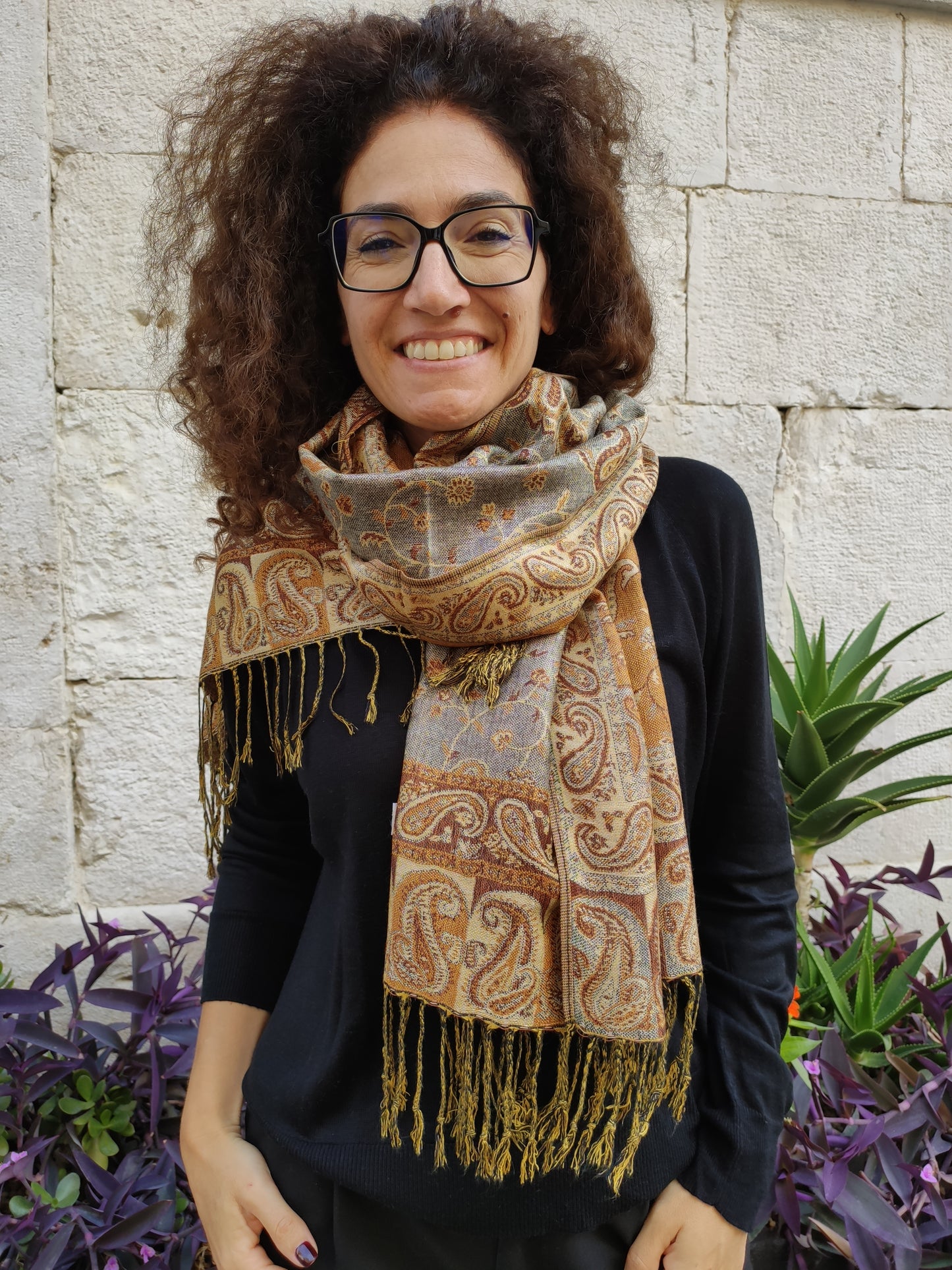 Pashmina Foulard Schal Seide 100 % Indien 195X75 60 cm