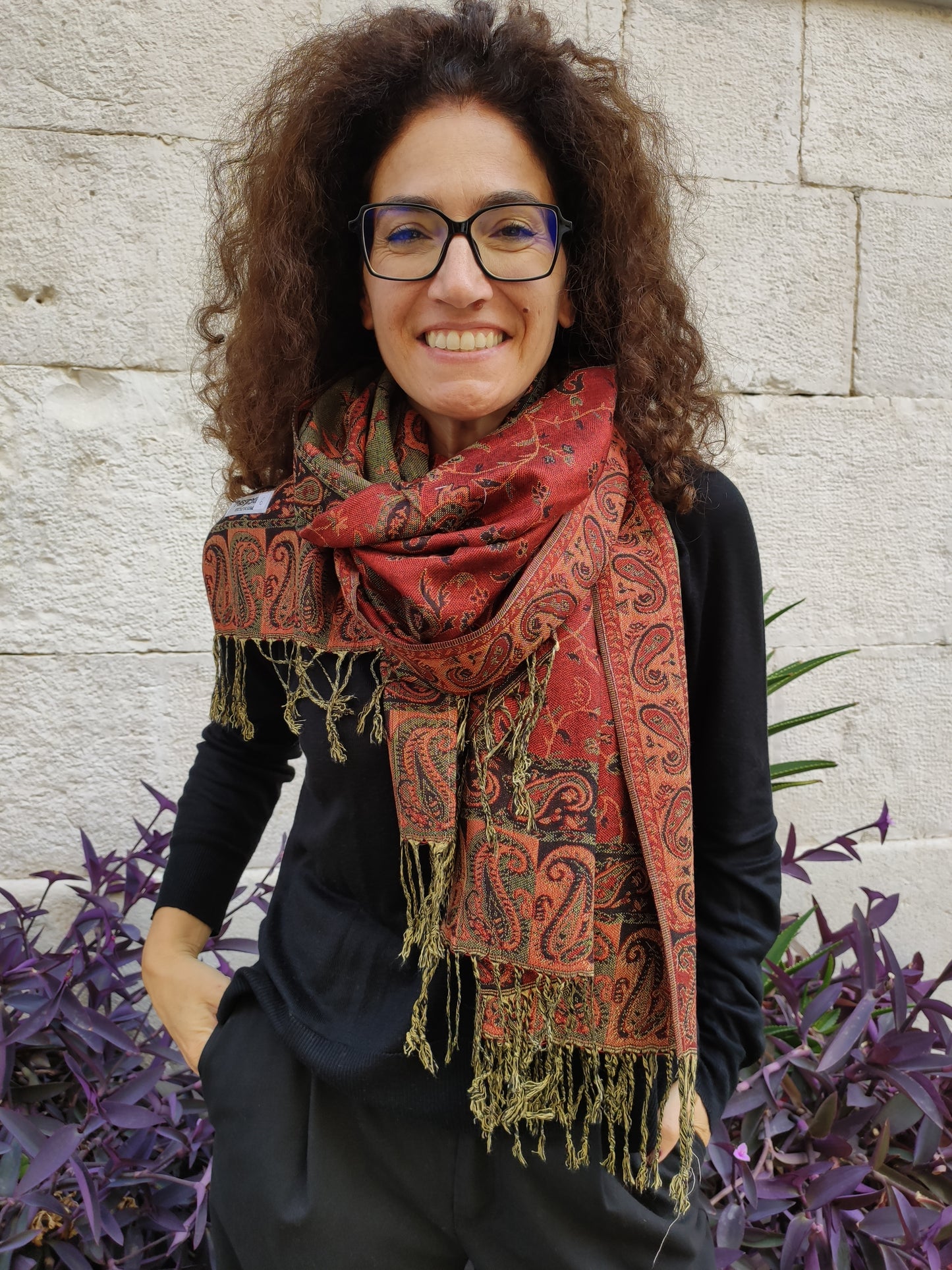 Pashmina Foulard Schal Seide 100 % Indien 195X75 60 cm