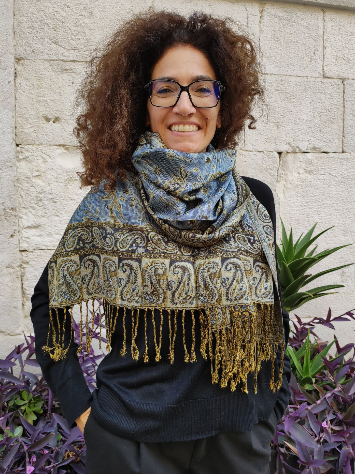 Pashmina Foulard Schal Seide 100 % Indien 195X75 60 cm