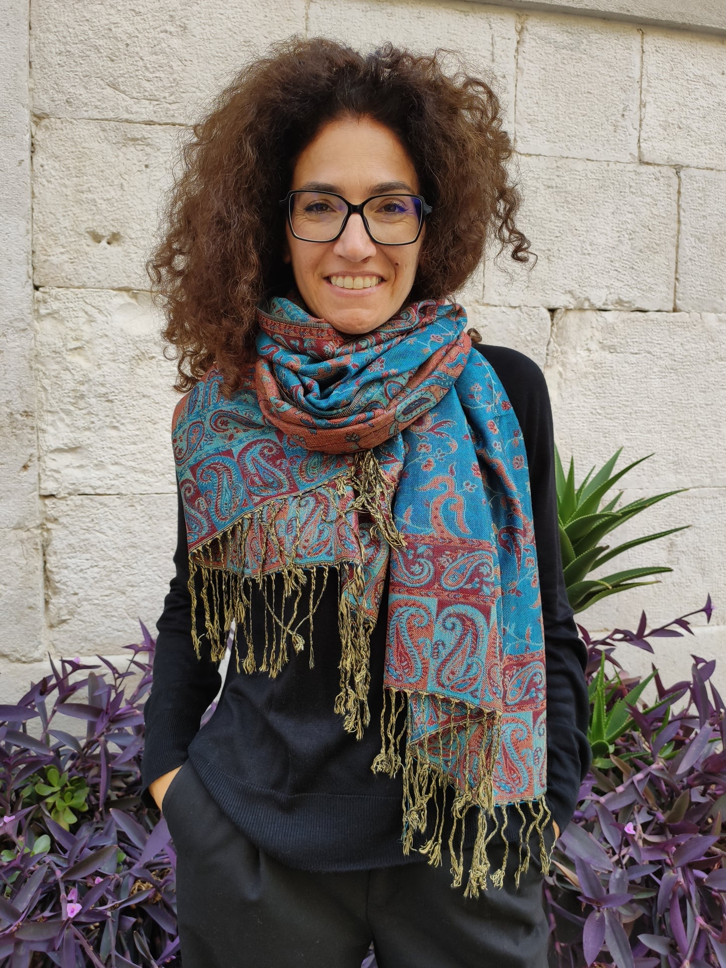 Pashmina Foulard Schal Seide 100 % Indien 195X75 60 cm