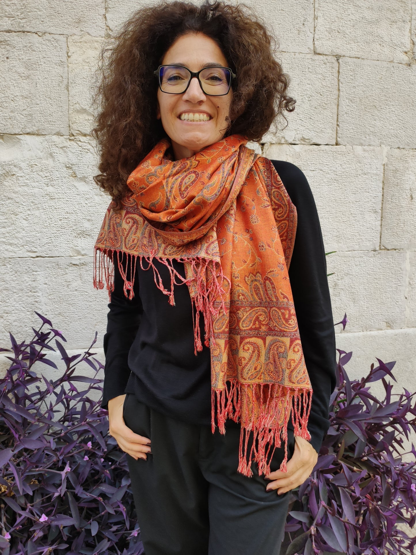 Pashmina sciarpa stola India unisex cm 180X70 N.10