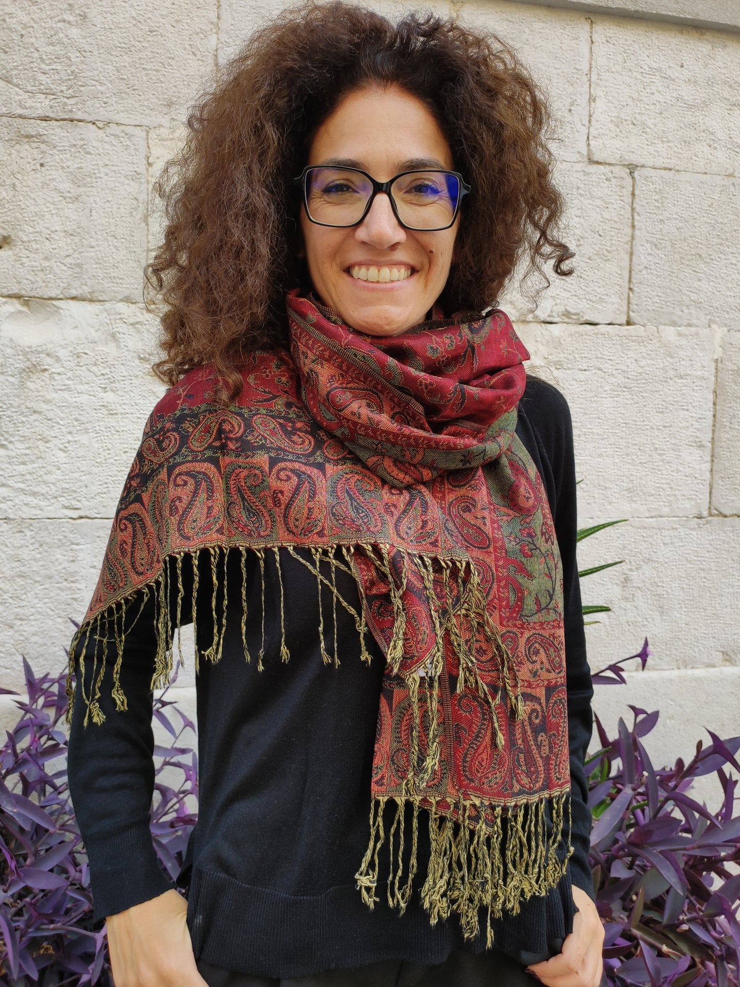 Pashmina Foulard Schal Seide 100 % Indien 195X75 60 cm