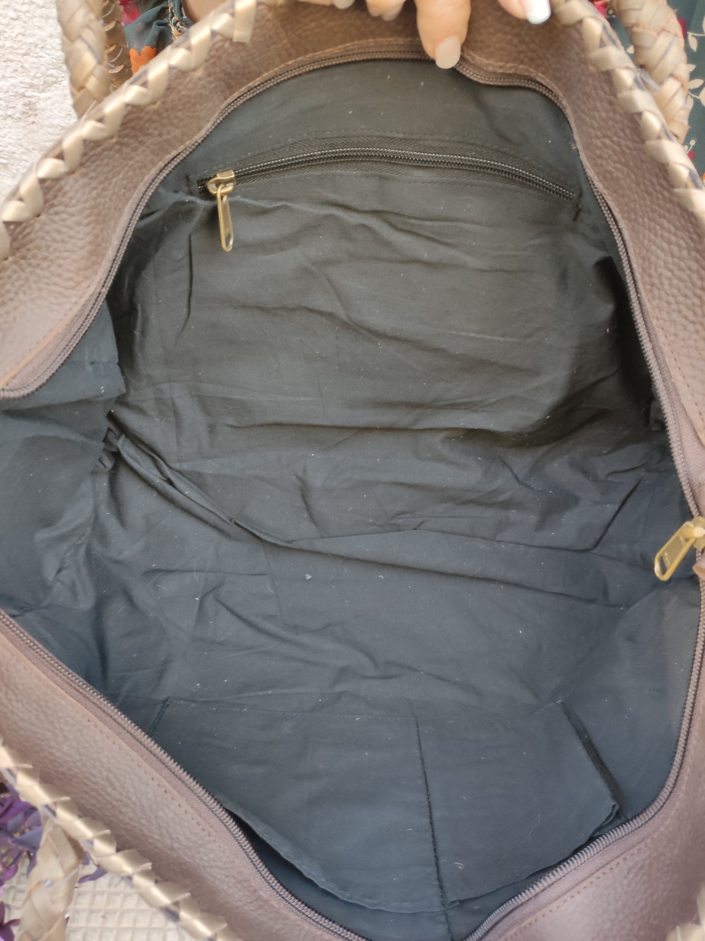 Super outfit cowgirl boho brown black leather shopper bag