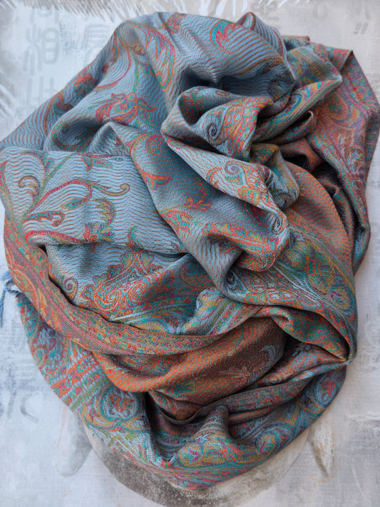 Pashmina Foulard Schal Seide 100 % Indien 195X75 60 cm