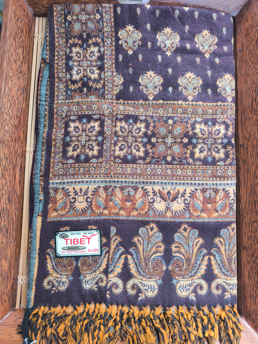 Scialle sciarpa stola Pashmina coperta lana di Yak calda Tibet 25A