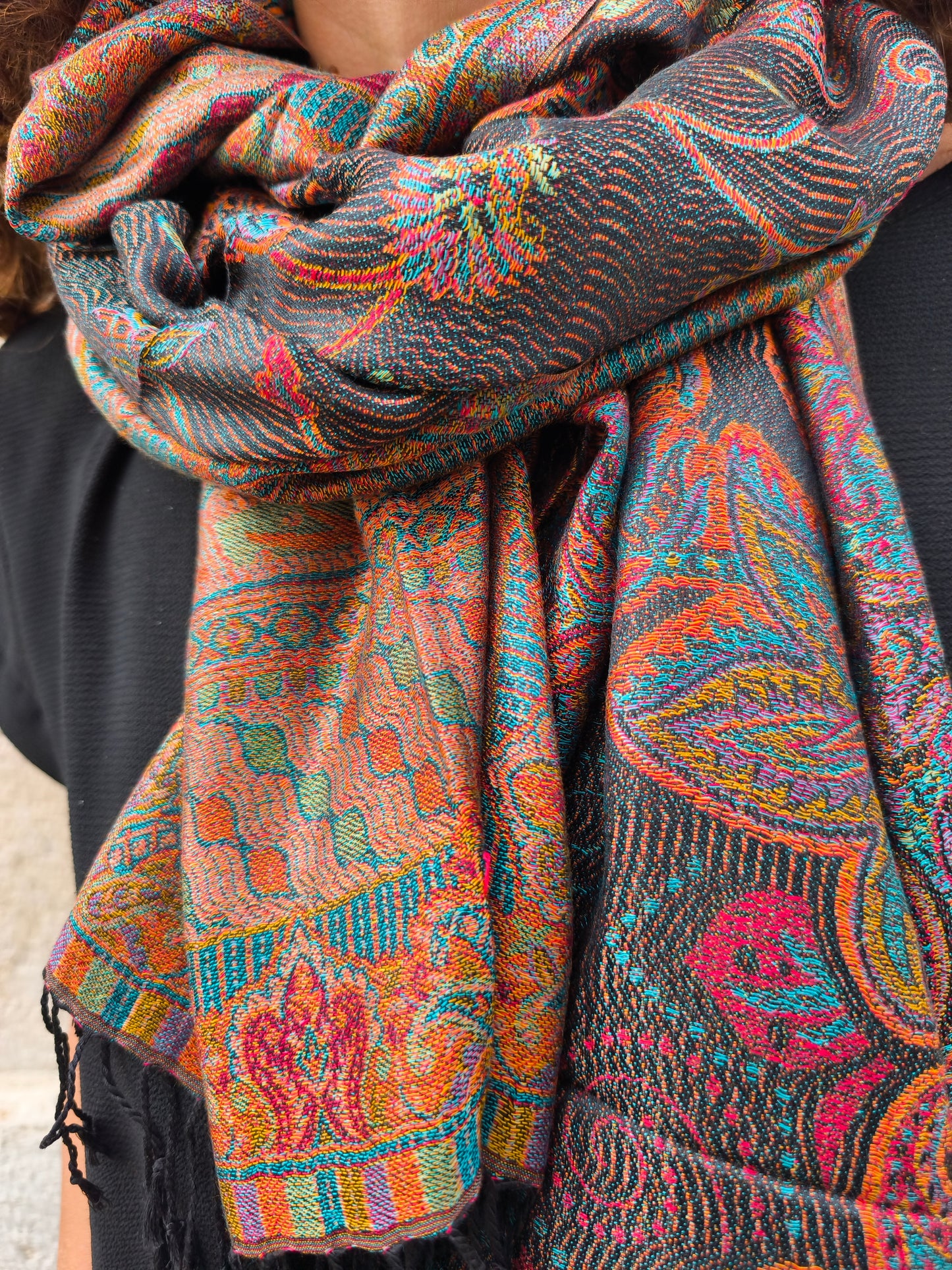 Pashmina-Foulard-Schal, 100 % indische Seide, 195 x 75 cm, 29S