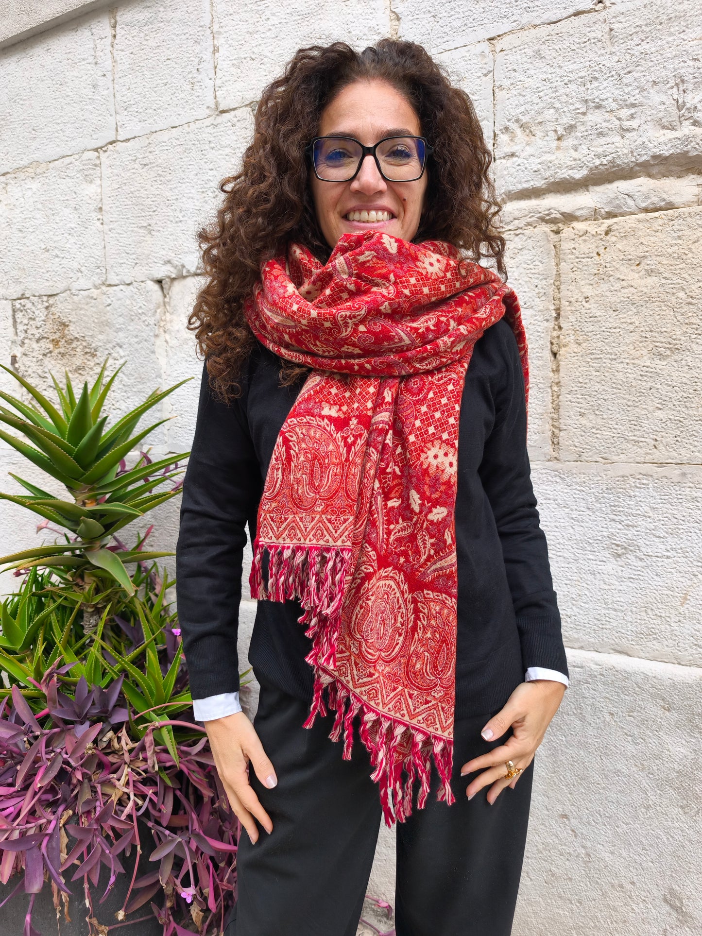 Warm Tibetan Yak Wool Shawl Scarf Stole Pashmina Blanket 75A