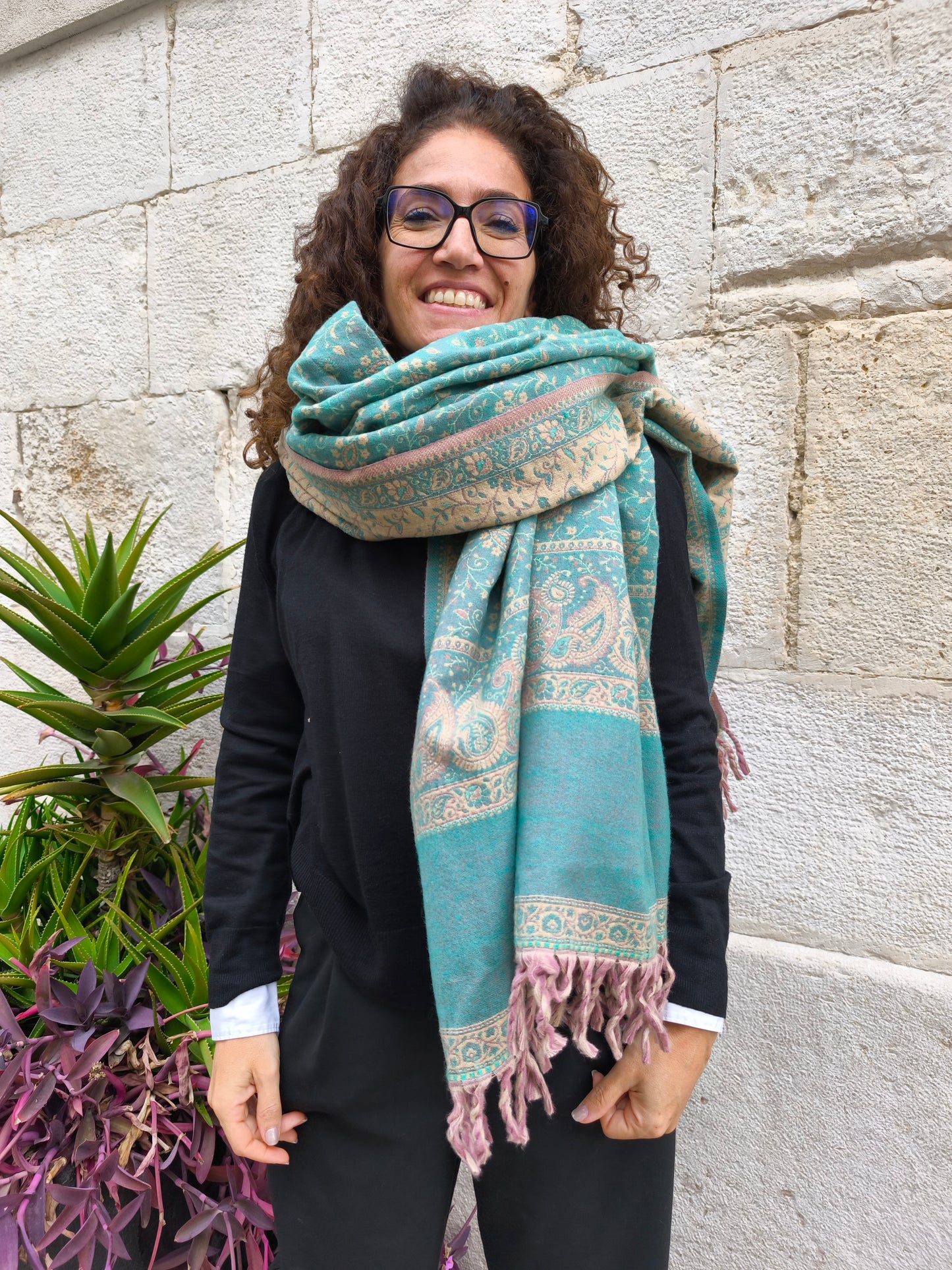 Warm Tibetan Yak Wool Shawl Scarf Stole Pashmina Blanket 75A