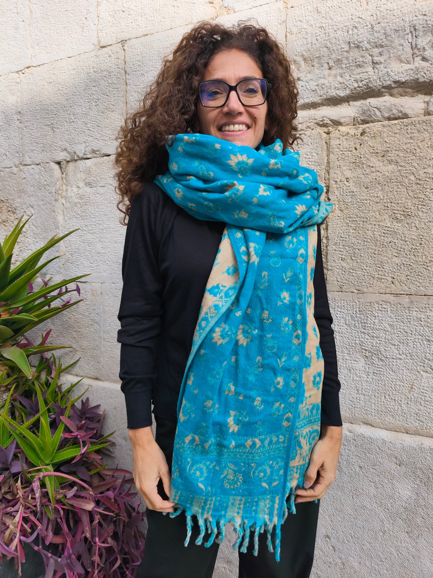 Warm Tibetan Yak Wool Shawl Scarf Stole Pashmina Blanket 116A