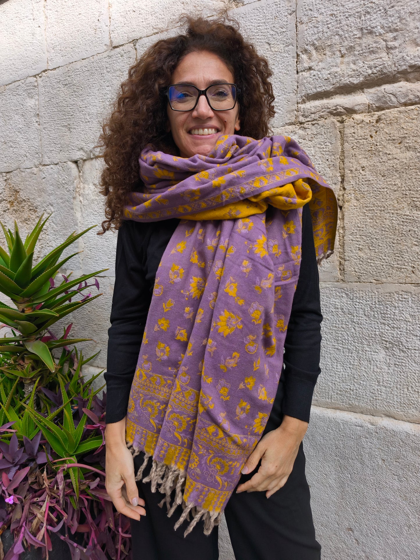 Warm Yak Wool Pashmina Shawl Scarf Stole Blanket Tibet 117A