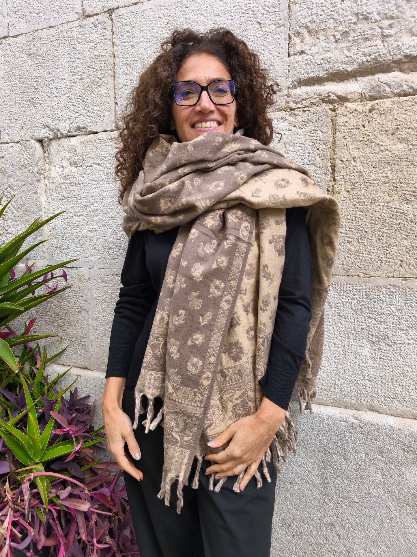 Warm Tibetan Yak Wool Shawl Scarf Stole Pashmina Blanket 123A