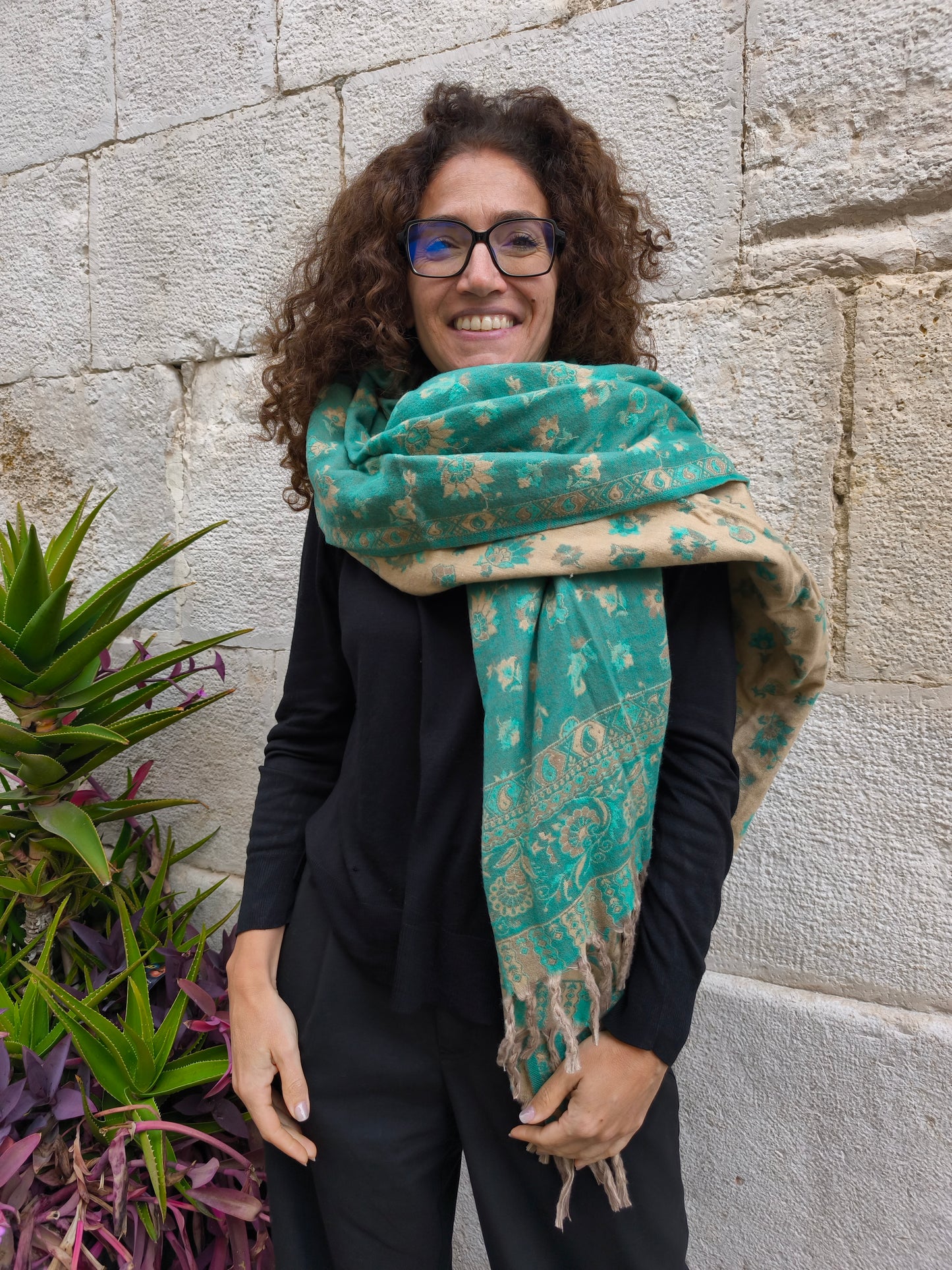 Warm Tibetan Yak Wool Shawl Scarf Stole Pashmina Blanket 124A