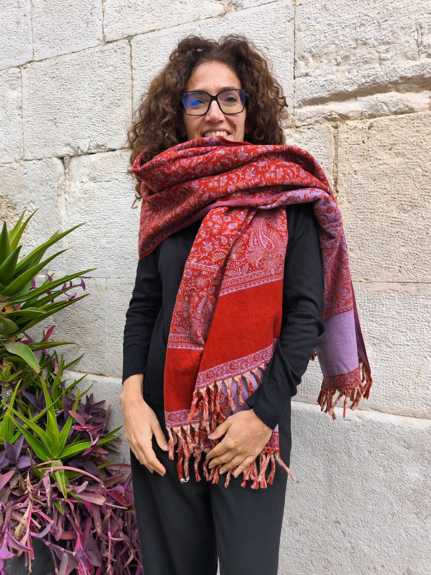 Warmer Schal aus tibetischer Yakwolle, Pashmina-Decke 129A