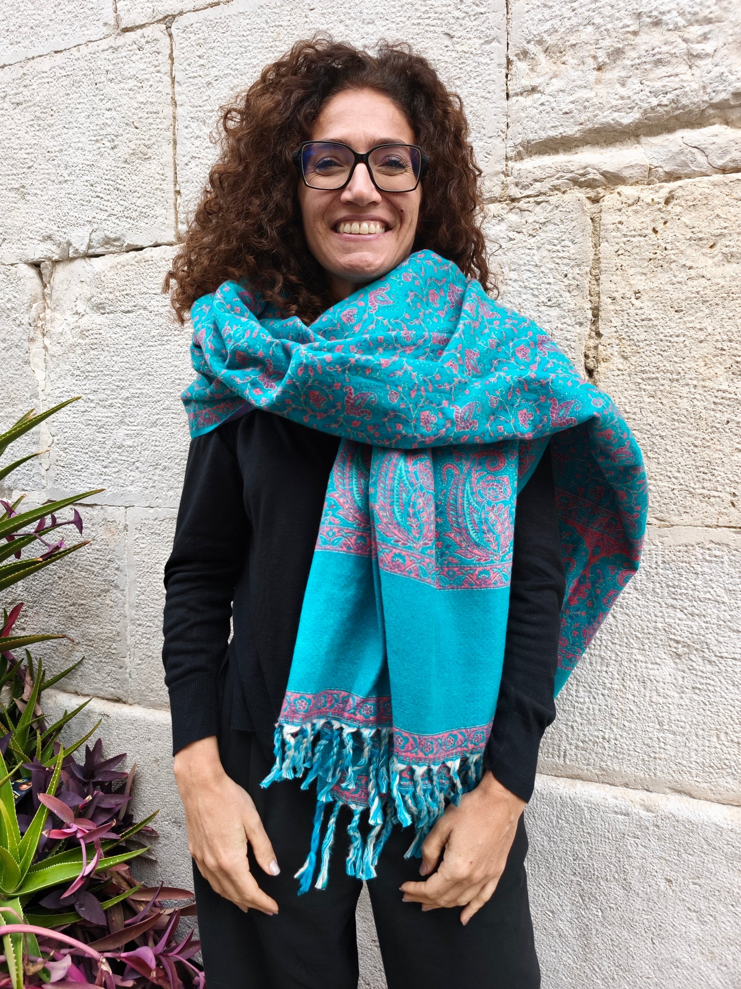 Warmer Schal aus tibetischer Yakwolle, Pashmina-Decke 130A