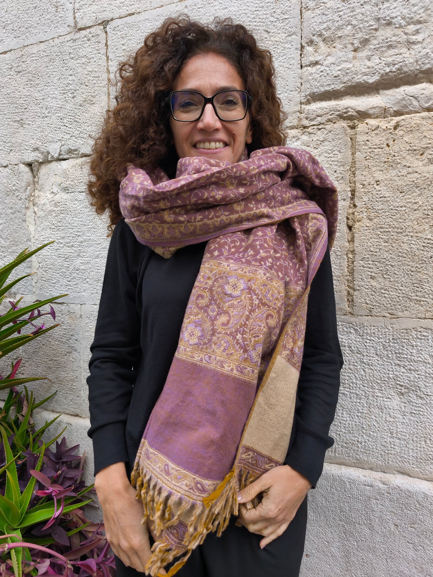 Warmer Pashmina-Schal aus Yakwolle, Stola, Decke, Tibet 131A