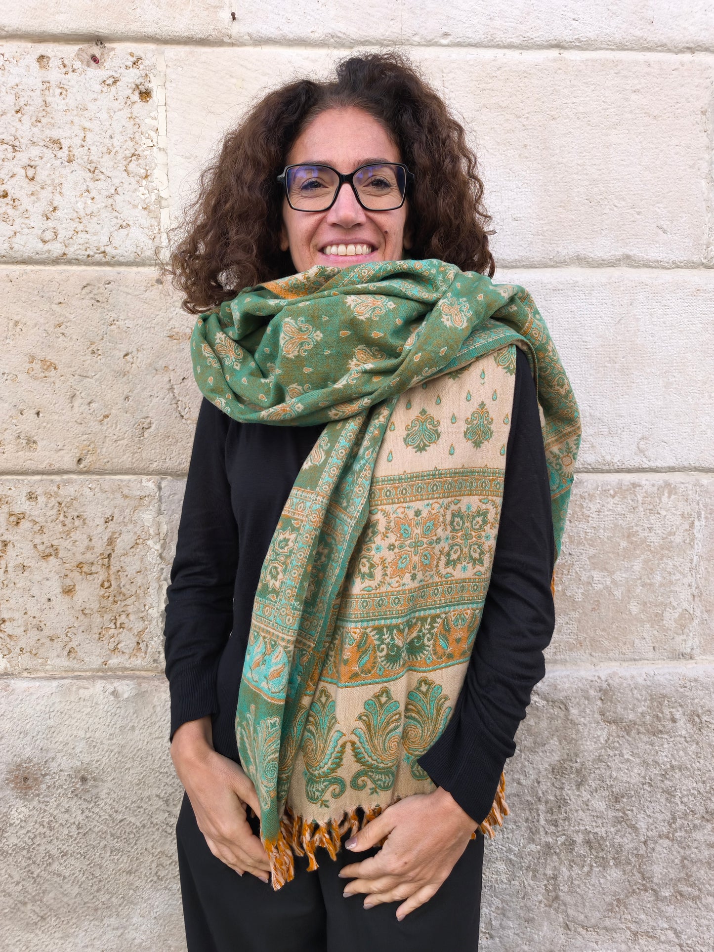 Warmer Schal aus tibetischer Yakwolle, Pashmina-Decke 136A