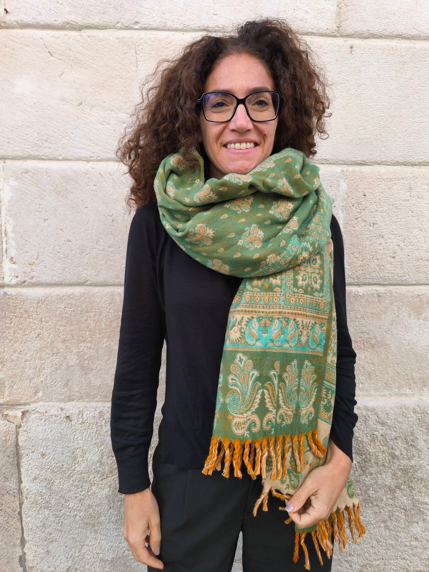 Warmer Schal aus tibetischer Yakwolle, Pashmina-Decke 140A