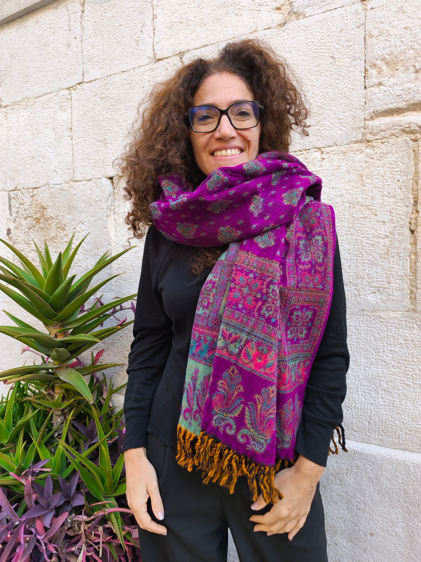 Warmer Schal/Stola/Pashmina-Decke aus tibetischer Yakwolle 147A