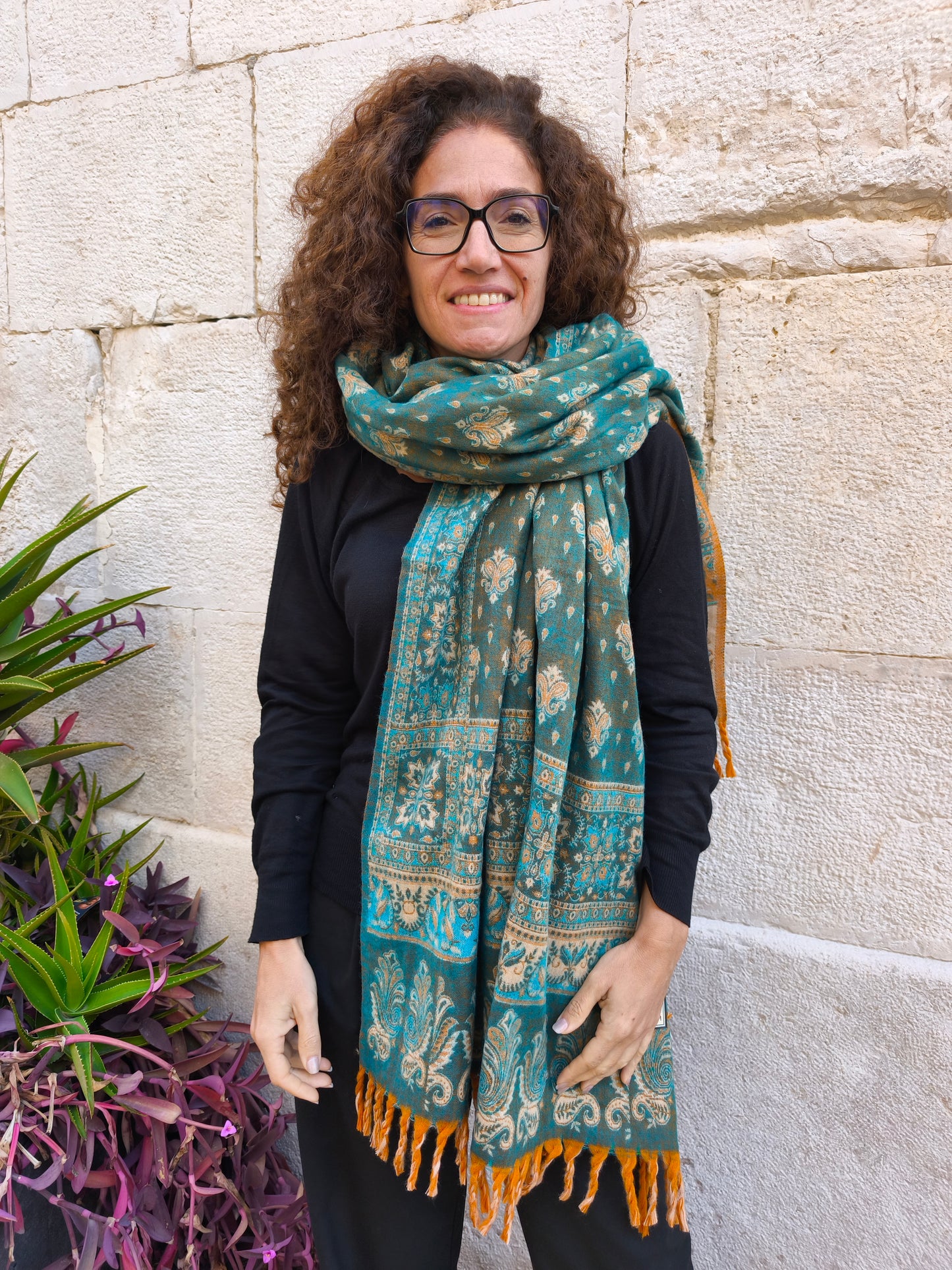 Warmer Schal/Stola aus tibetischer Yakwolle, Pashmina-Decke 148A