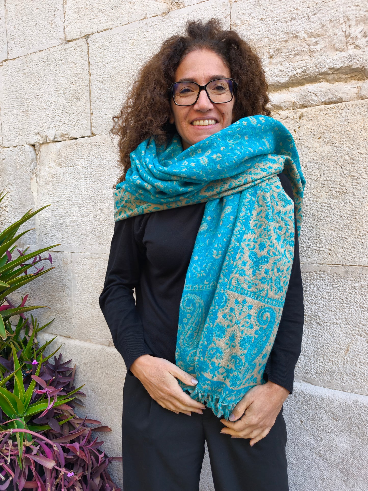 Warmer Schal/Stola/Pashmina-Decke aus tibetischer Yakwolle 152A