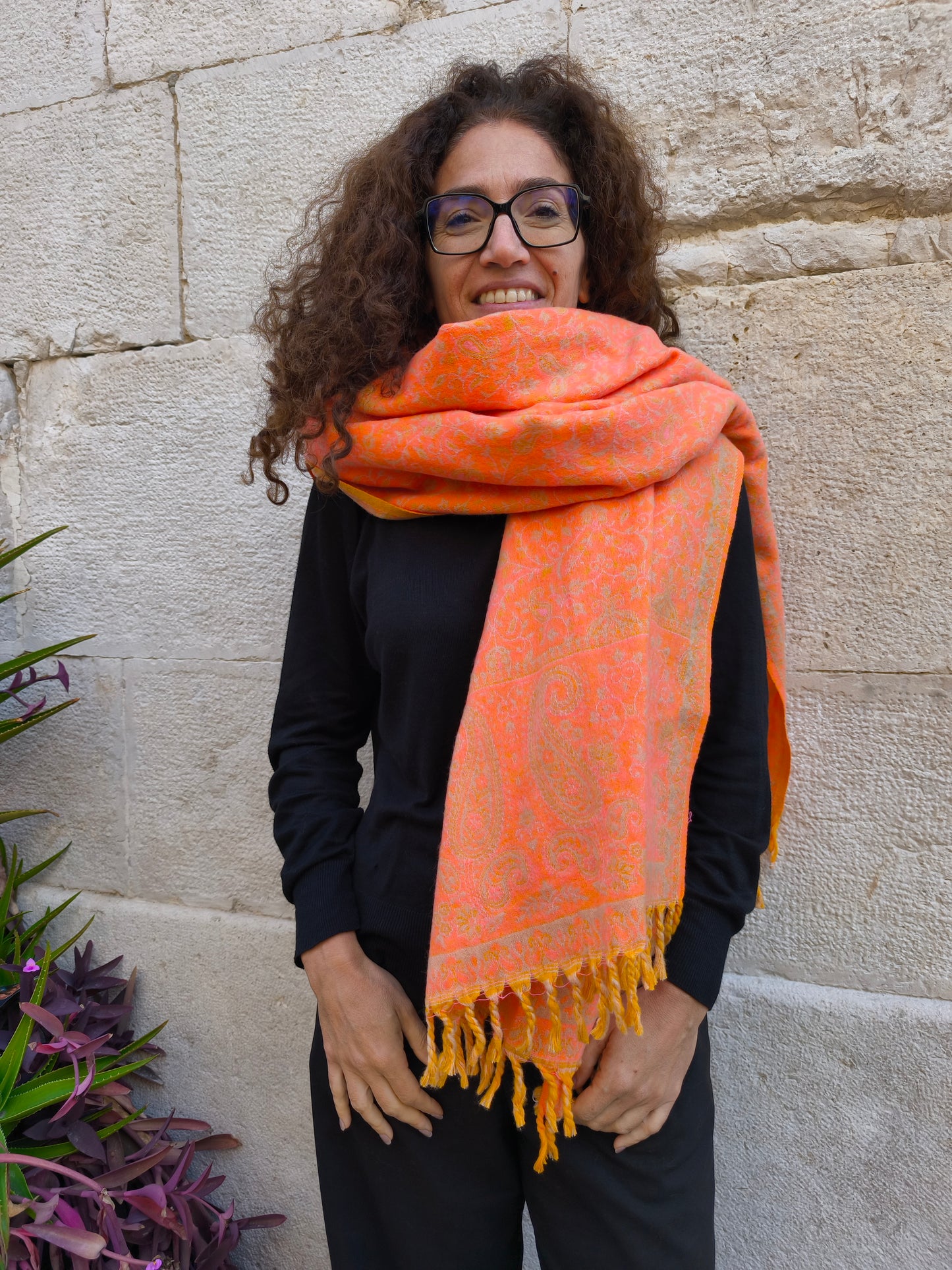 Warmer Pashmina-Schal aus Yakwolle, Stola, Decke, Tibet 156A