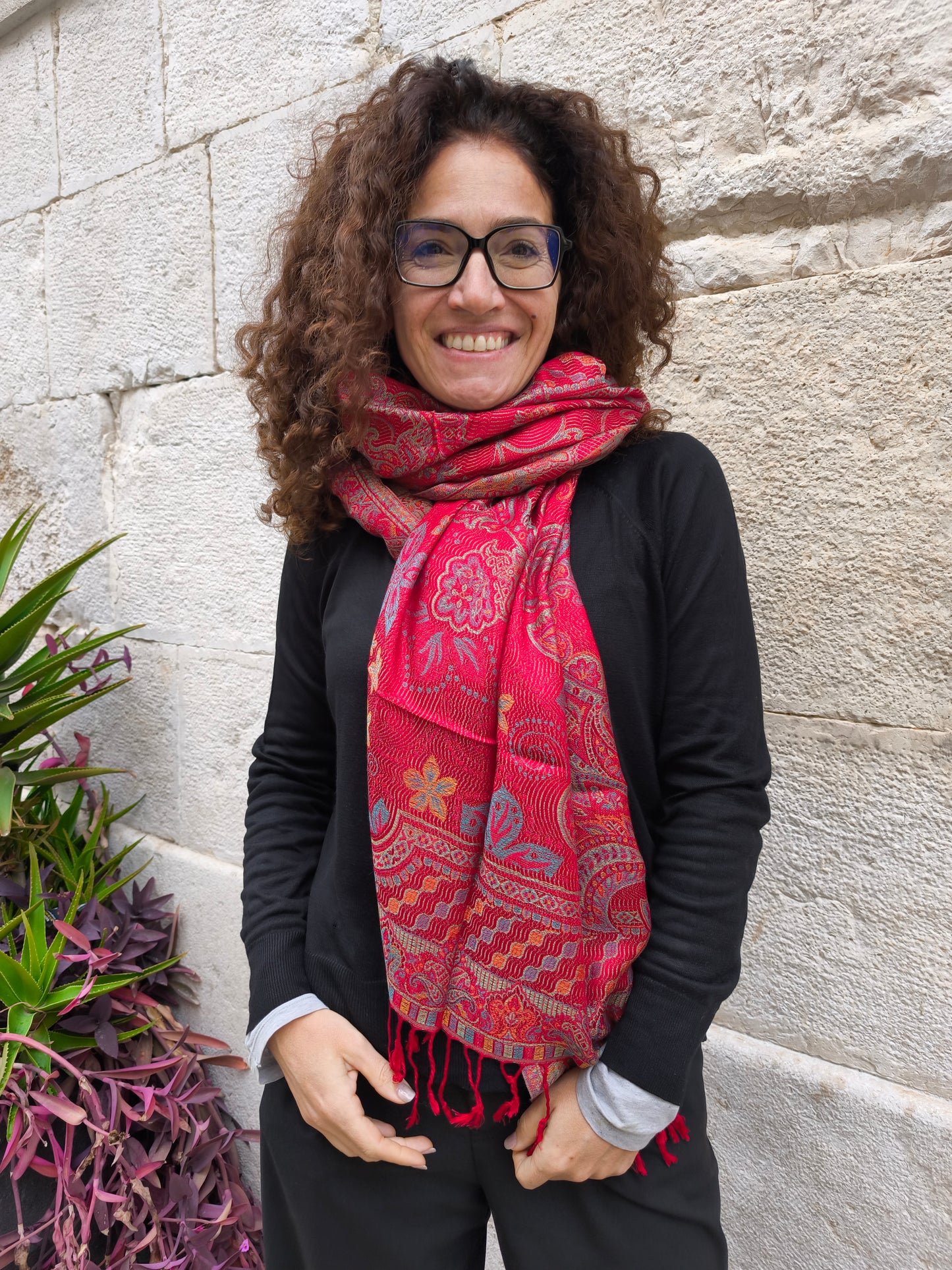 Pashmina Foulard Scarf 100% Indian Silk cm 195X75 33S