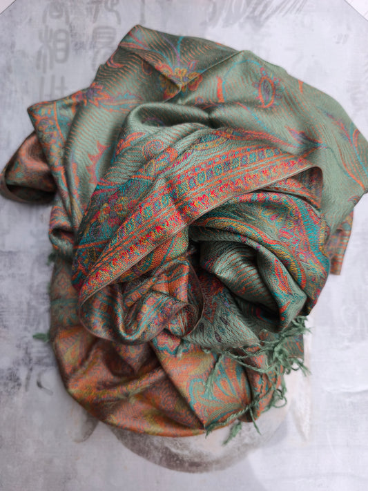 Pashmina-Foulard-Schal, 100 % indische Seide, 195 x 75 cm, 34S