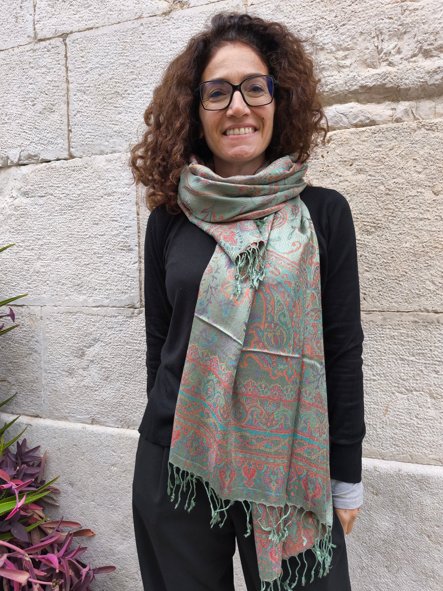 Pashmina Foulard Scarf 100% Indian Silk cm 195X75 34S